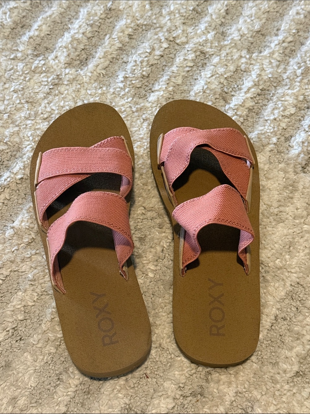 Roxy Rose-Pink Dual Strap Slide Sandals